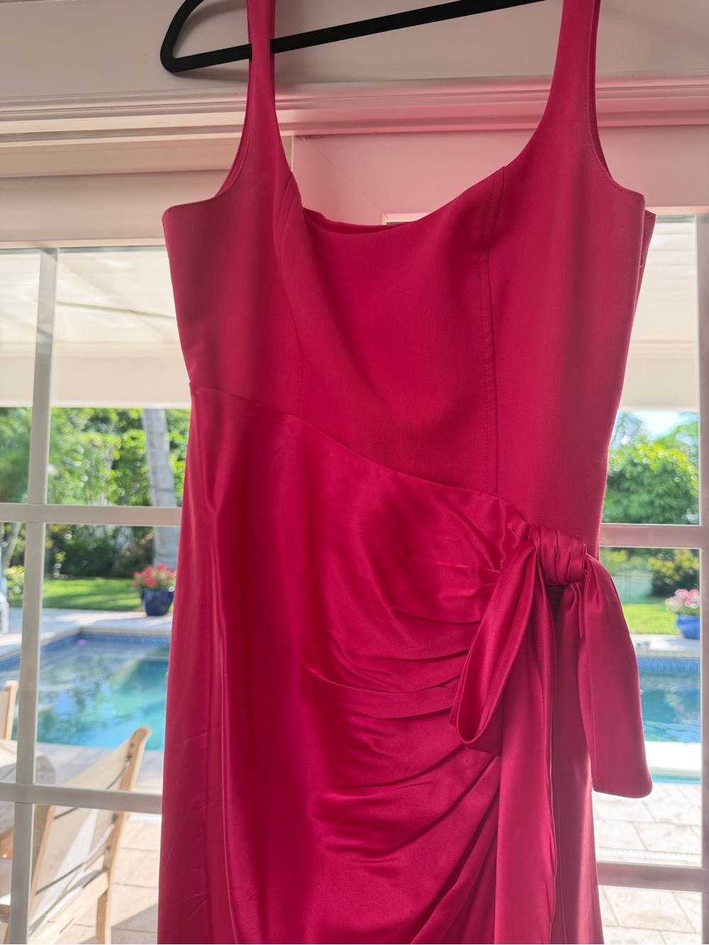 cinq a sept Fuchsia Sleeveless Midi Dress with Side Tie